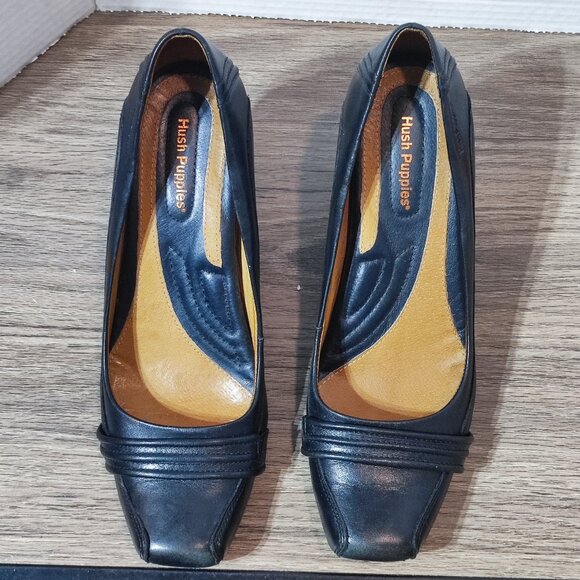 Hush Puppies square toe 3" heel pumps women's size 8.5 black - Picture 4 of 12